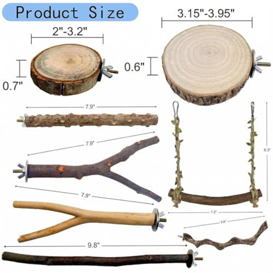 8PCS natural wood bird perches - Health & Wellness Pay 评论和价格